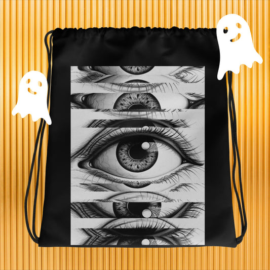 Fractal Eye Vision Drawstring Bag - Unique Graphic Art Accessory