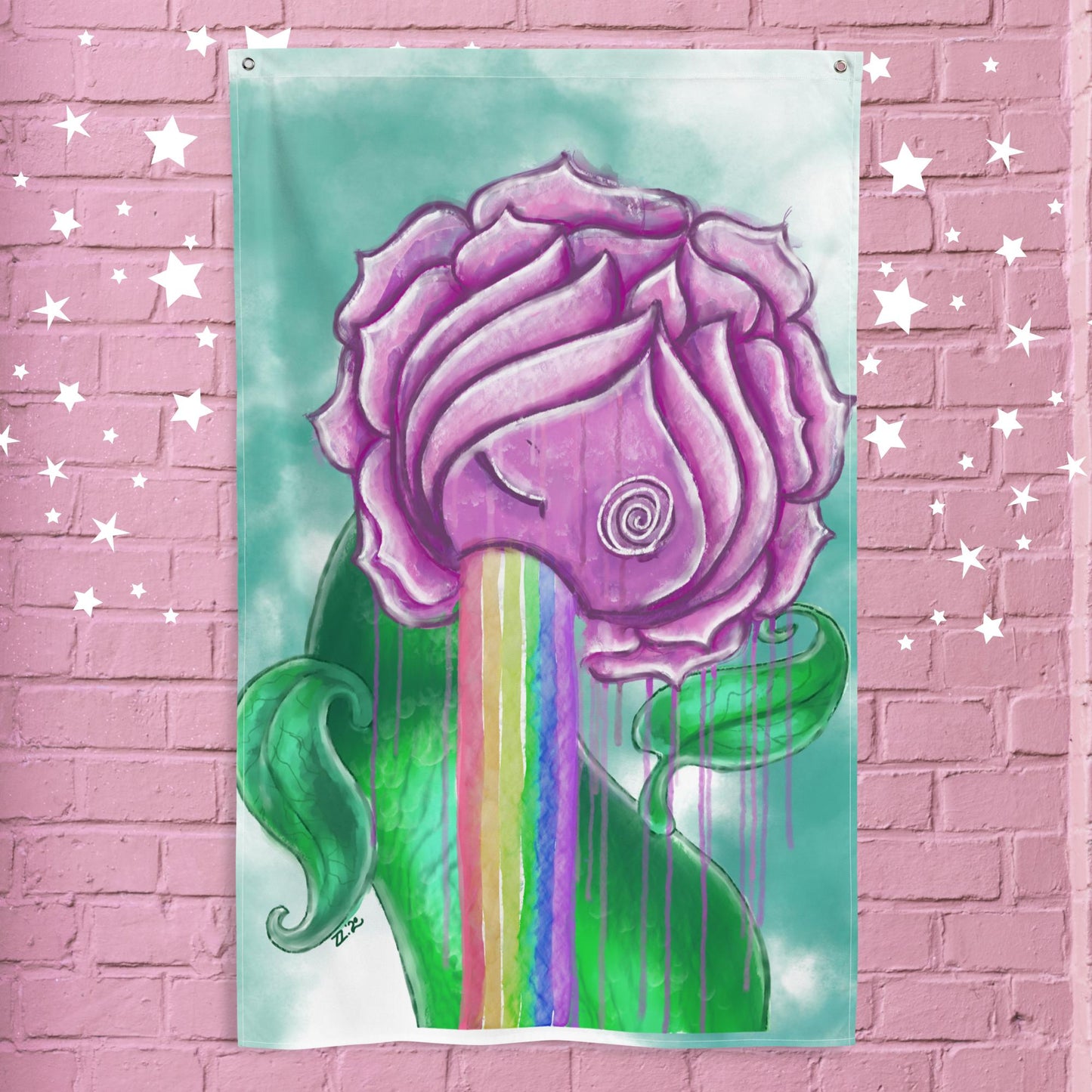 Vomiting Rose Pride Flag - Embrace Diversity with Queer Art