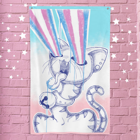 Trans Laser Cat Pride Flag - Show Your Support with Artistic Expression