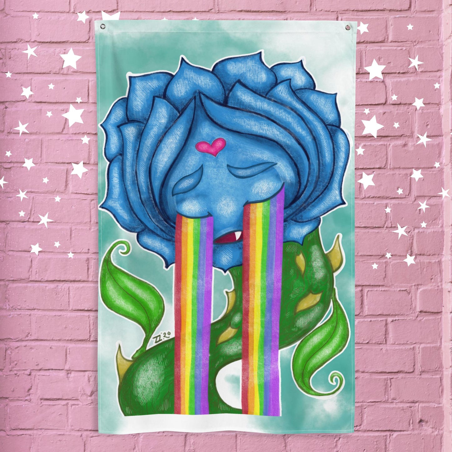 Sad Blue Rose Rainbow Pride Flag - Expressing Love, Unity, and Artistry