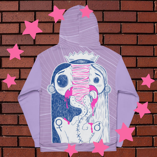 Lavender Split in Two Hoodie - Unique Artistic Design