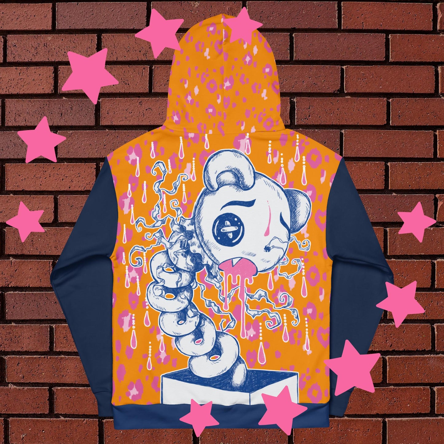 Soggy Bear Hoodie - Colorful Blue, Orange & Pink Unisex Design