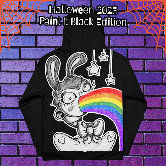 Halloween 2023 "Paint It Black" Edition - Rainbow Revival Bunny Hoodie - Celebrate Queer Artistry