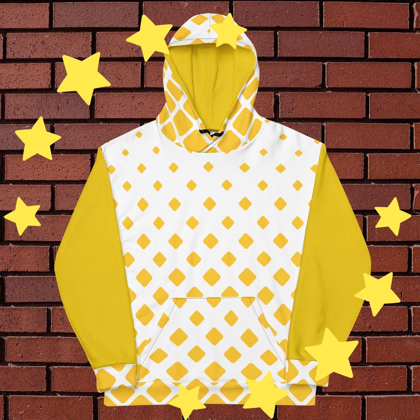 Yellow and White Cartoon Kitty Hoodie - LGBTQ Pride, Unisex Fit