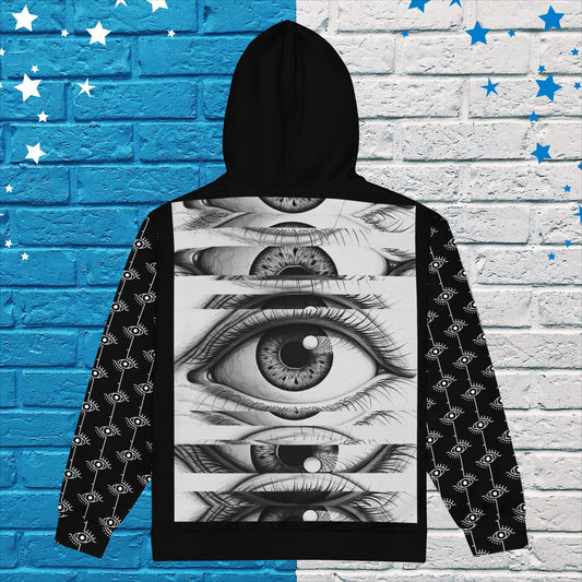 Fractal Eye Zip-Up Hoodie | Unisex Graphic Sweater