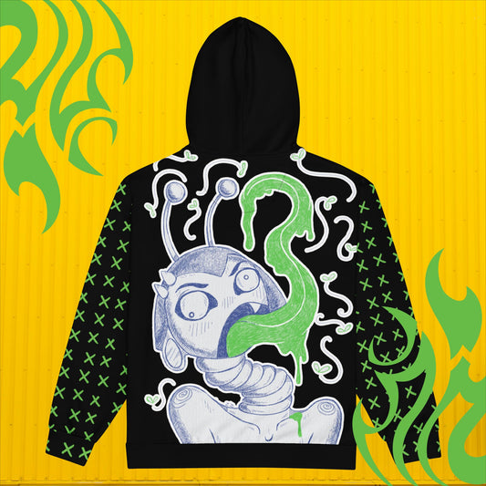 Buzz Buzz Unisex Zip-Up Hoodie | Unique Insect Tongue Graphic Sweatshirt