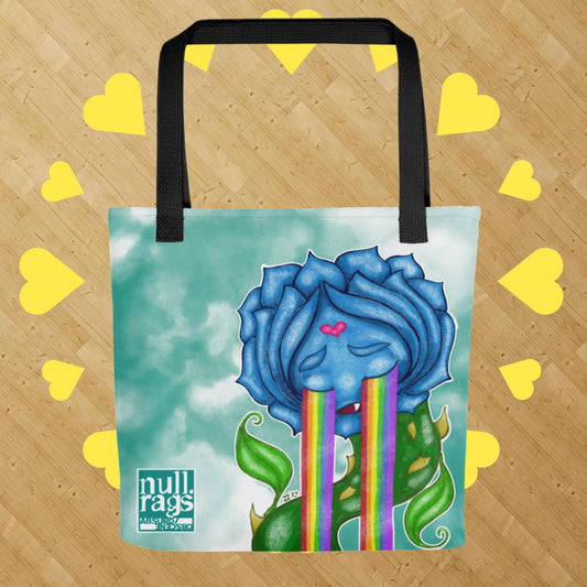 Sad Blue Rose Crying Rainbows Tote Bag - Wear Your Emotions with Pride