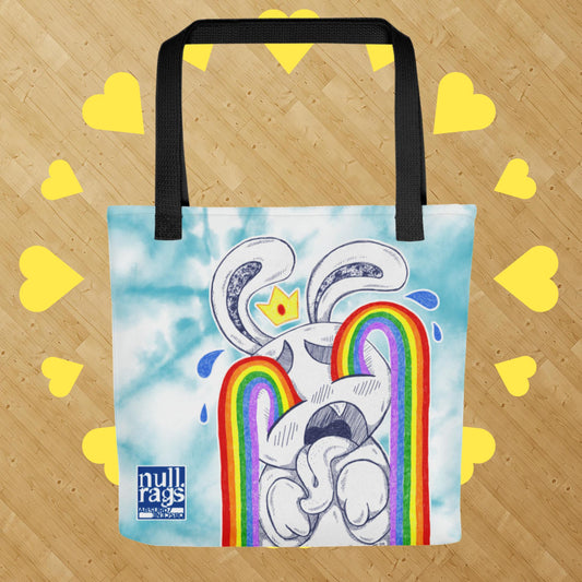 Sad Bunny Crying Rainbows Tote Bag - A Tale of Resilience and Pride