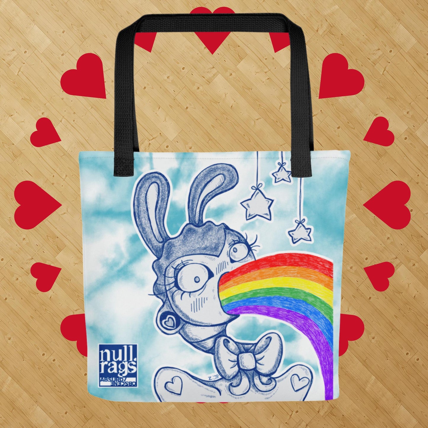 Rainbow Bunny Vomit Tote Bag - Unique and Proudly Queer