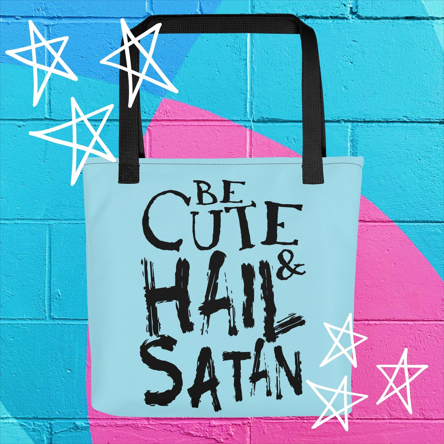 "Be Cute & Hail Satan" Gothic Statement Tote Bag