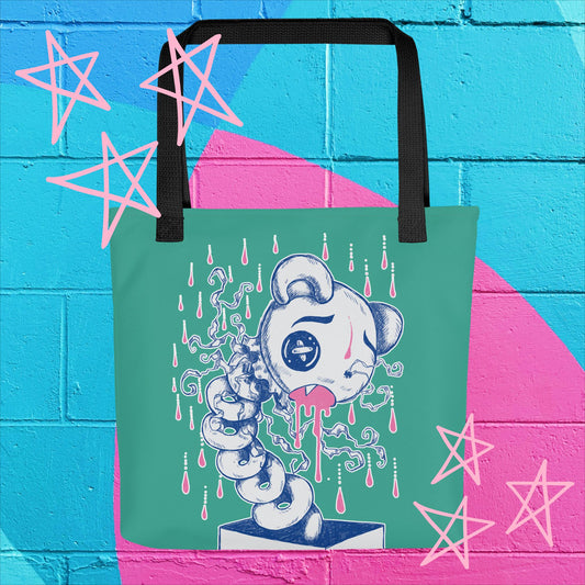 Jack-in-the-Box Teddy Tote Bag: Whimsical Soggy Bear Design for Playful Style