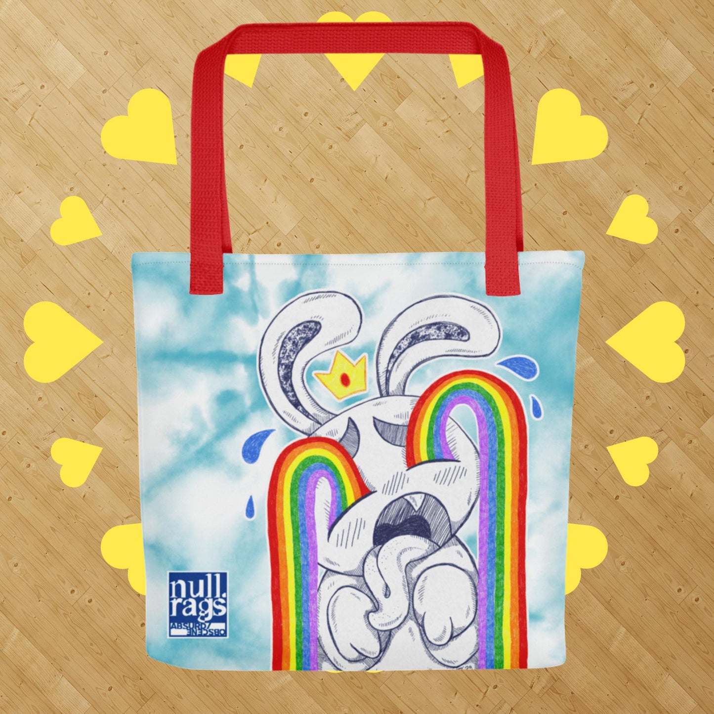 Sad Bunny Crying Rainbows Tote Bag - A Tale of Resilience and Pride