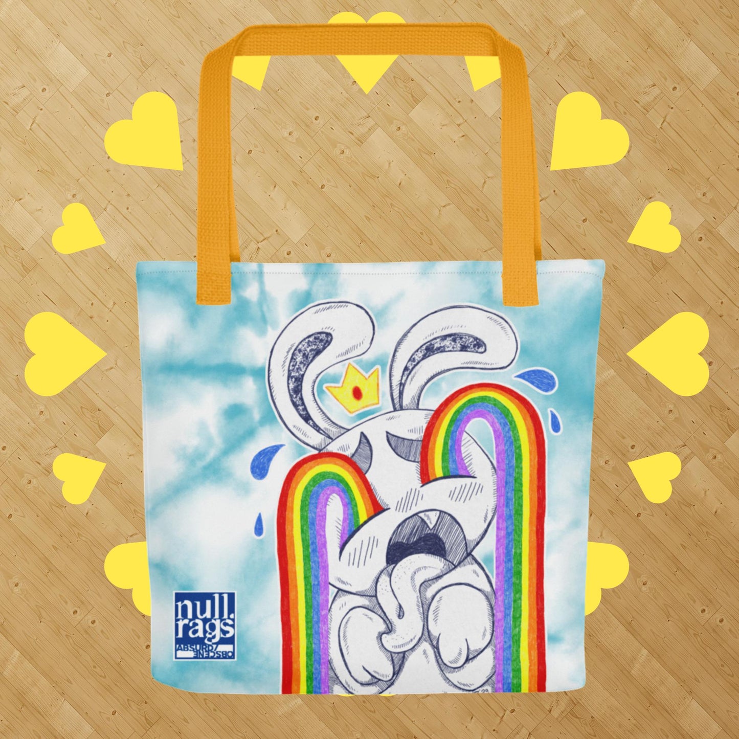 Sad Bunny Crying Rainbows Tote Bag - A Tale of Resilience and Pride