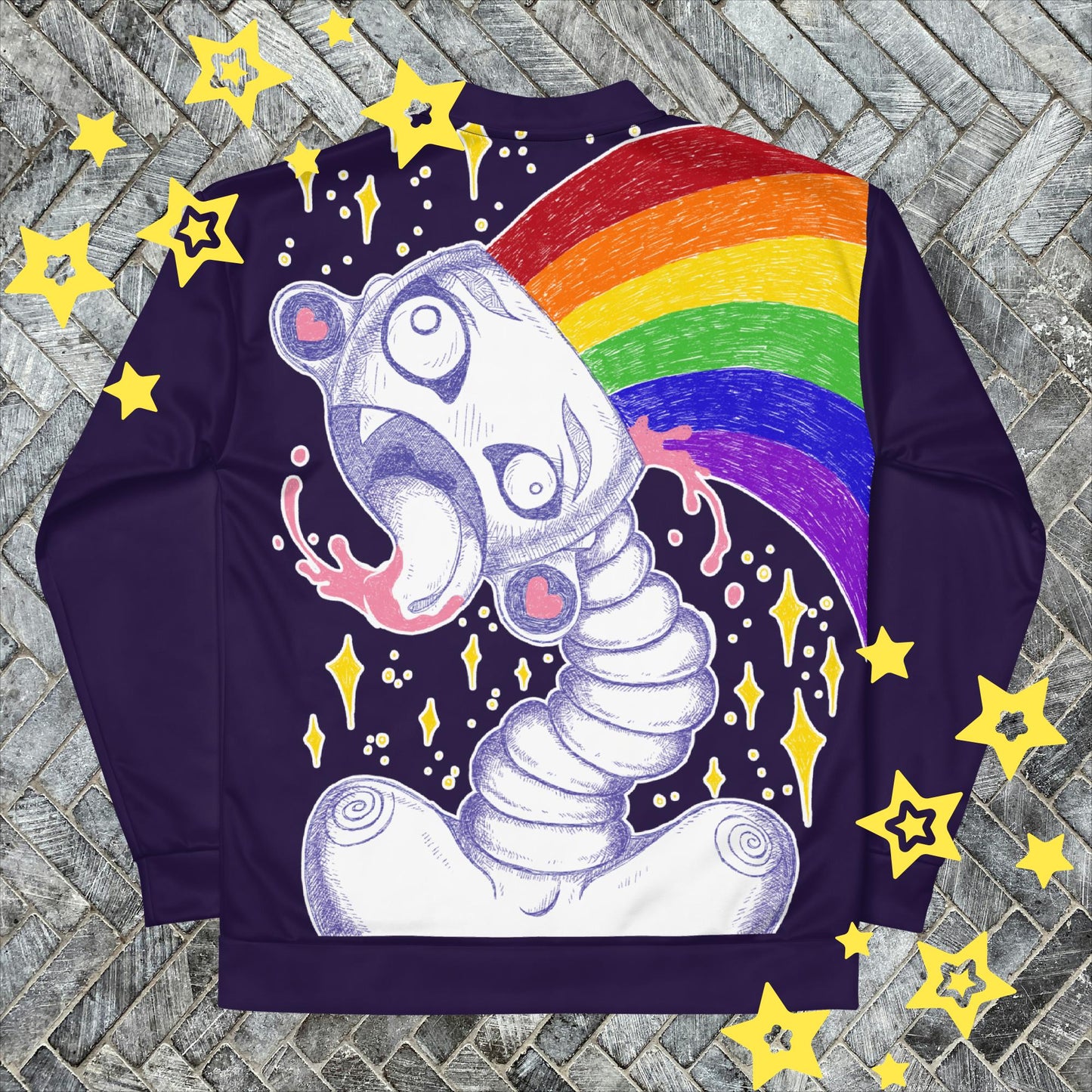 Shades of Purple Skull Rainbow Bomber Jacket - Artistic Expression