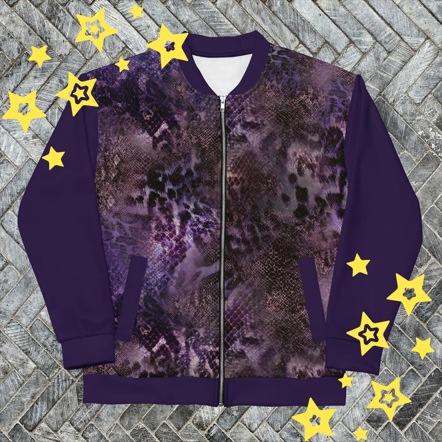 Shades of Purple Skull Rainbow Bomber Jacket - Artistic Expression