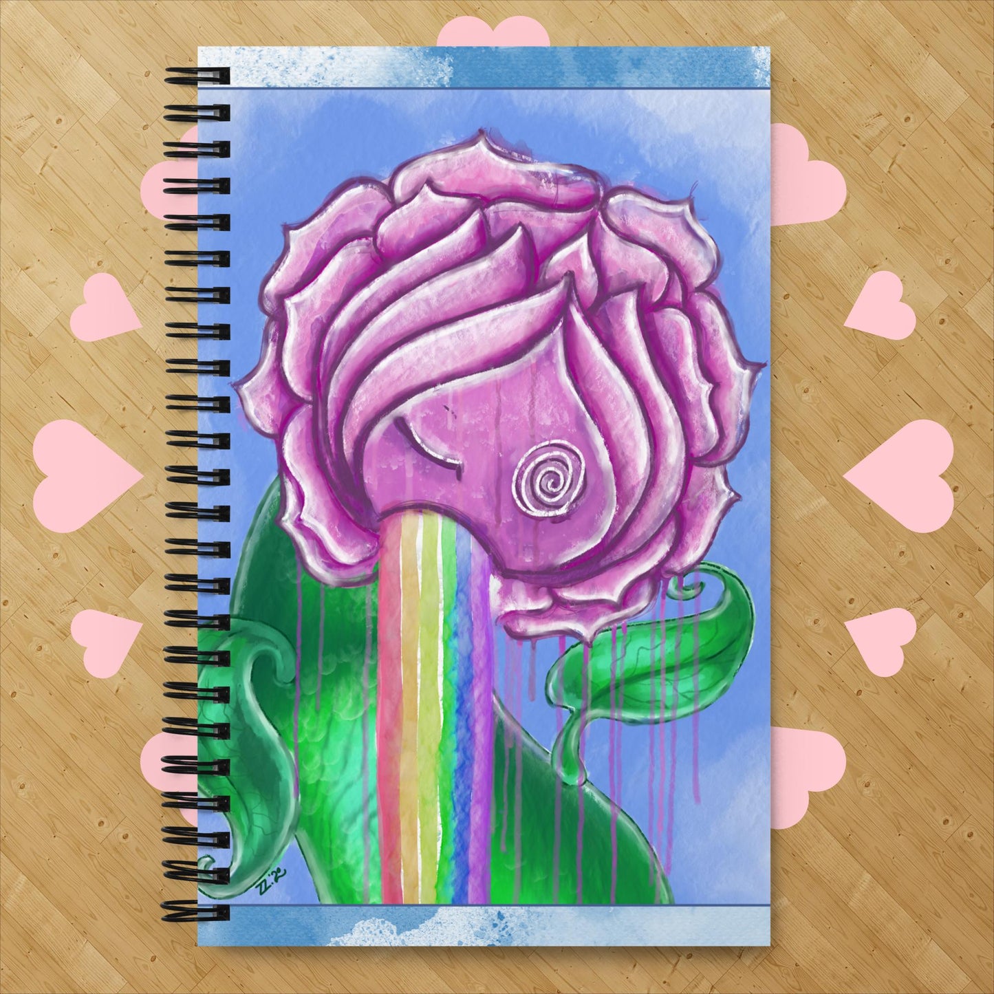 Whimsical Rose Rainbow Notebook with Dotted Pages | Creative Writing Journal