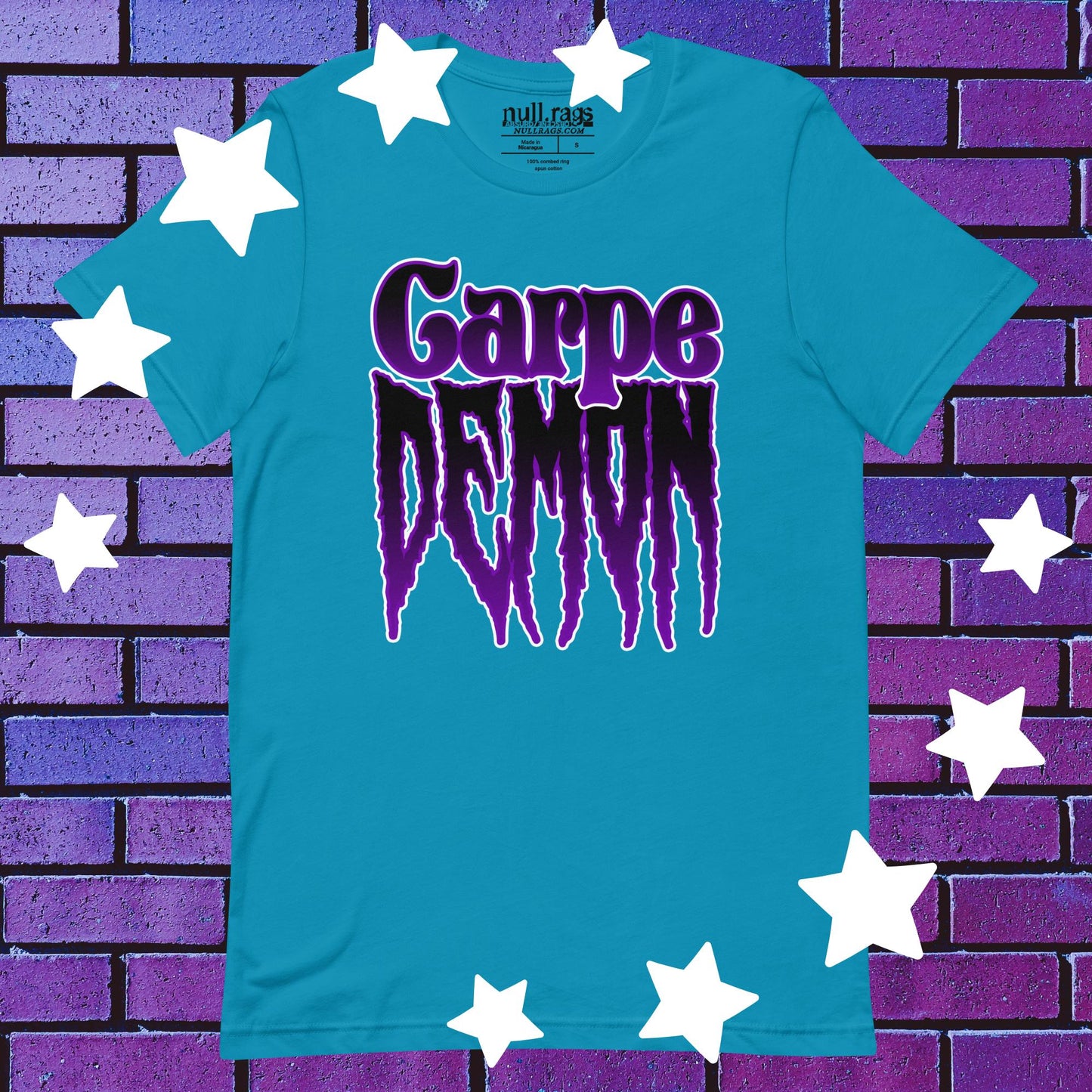 Seize the Sinister: 'Carpe Demon' Purple and Black Unisex Tee