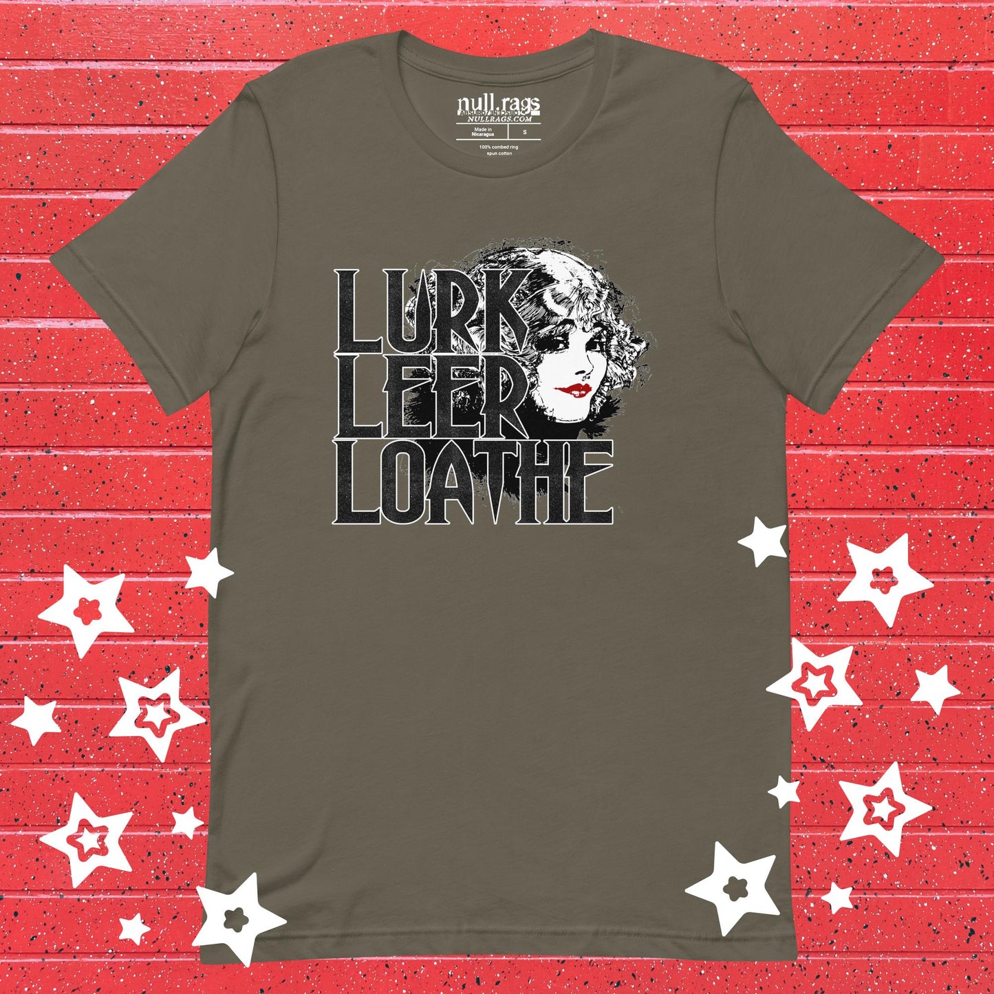 Vintage Vixen: 'Lurk, Leer, Loathe' Tee with Retro Woman Unisex Tee