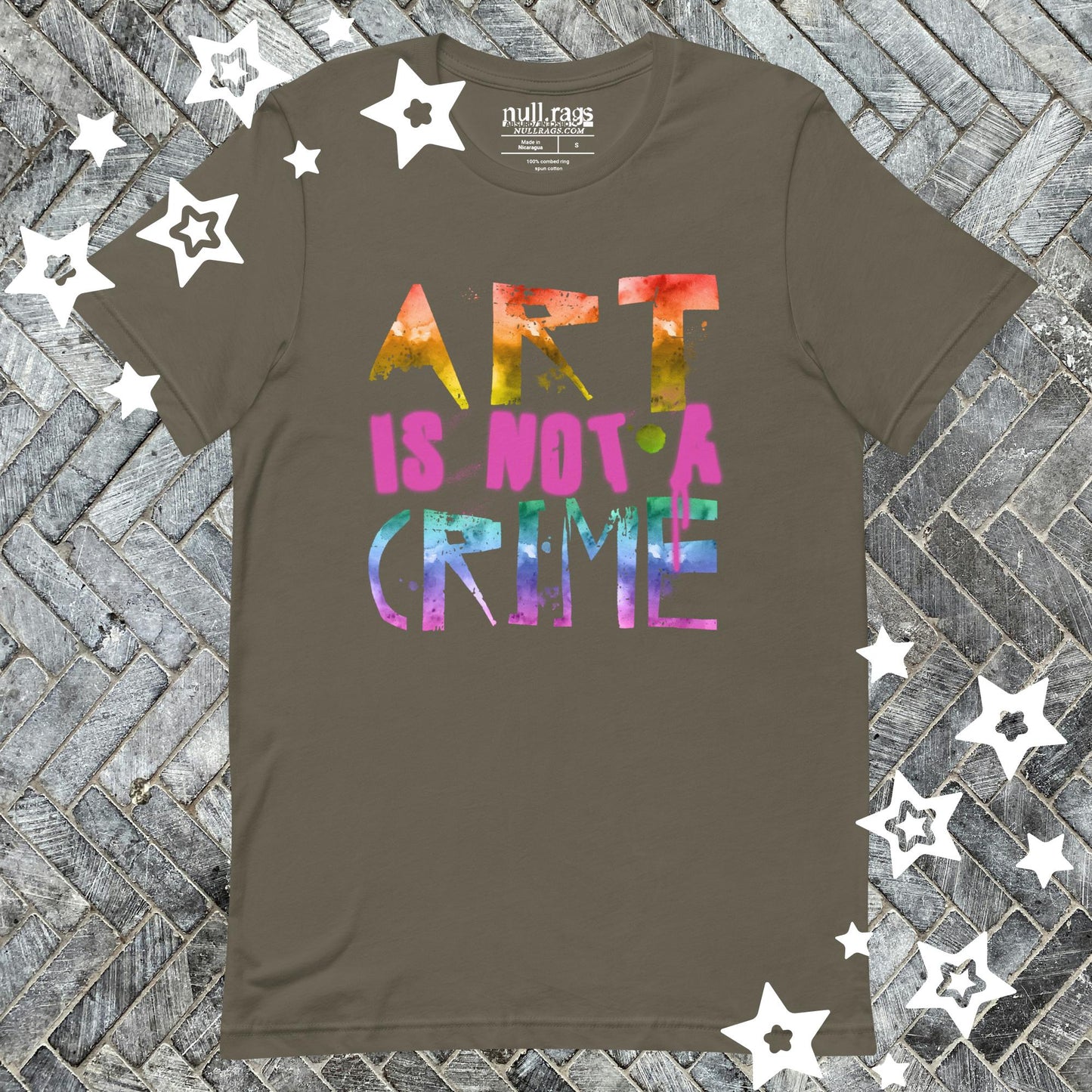 Rainbow Rebellion: 'Art Is Not A Crime' Unisex Tee