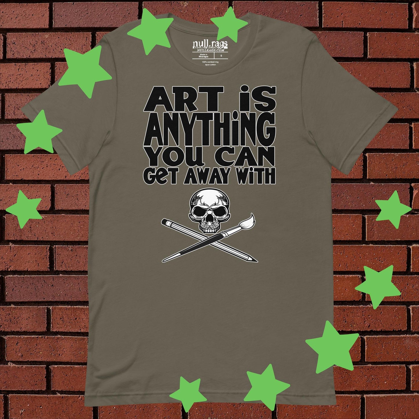 Skull & Crossed Paint Brushes Unisex T-shirt: Artistic Rebellion