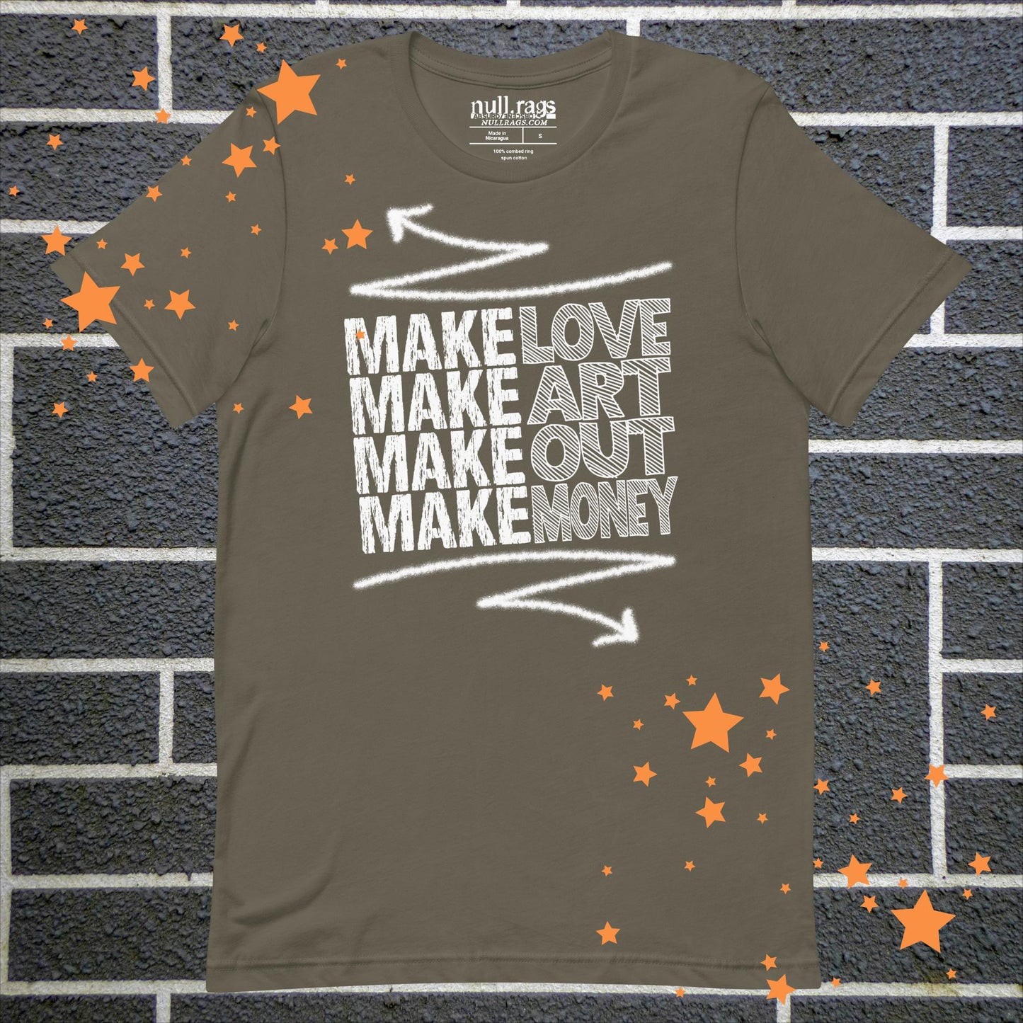 "Make Love, Make Art, Make Out, Make Money" Unisex Punk T-Shirt | Sizes up to 5XL