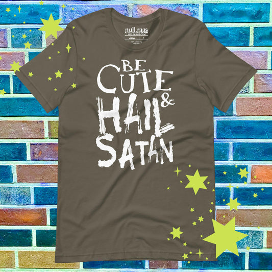 Be Cute & Hail Satan Unisex T-Shirt - Rebellious Punk Style with Extended Sizes (XS-5XL)