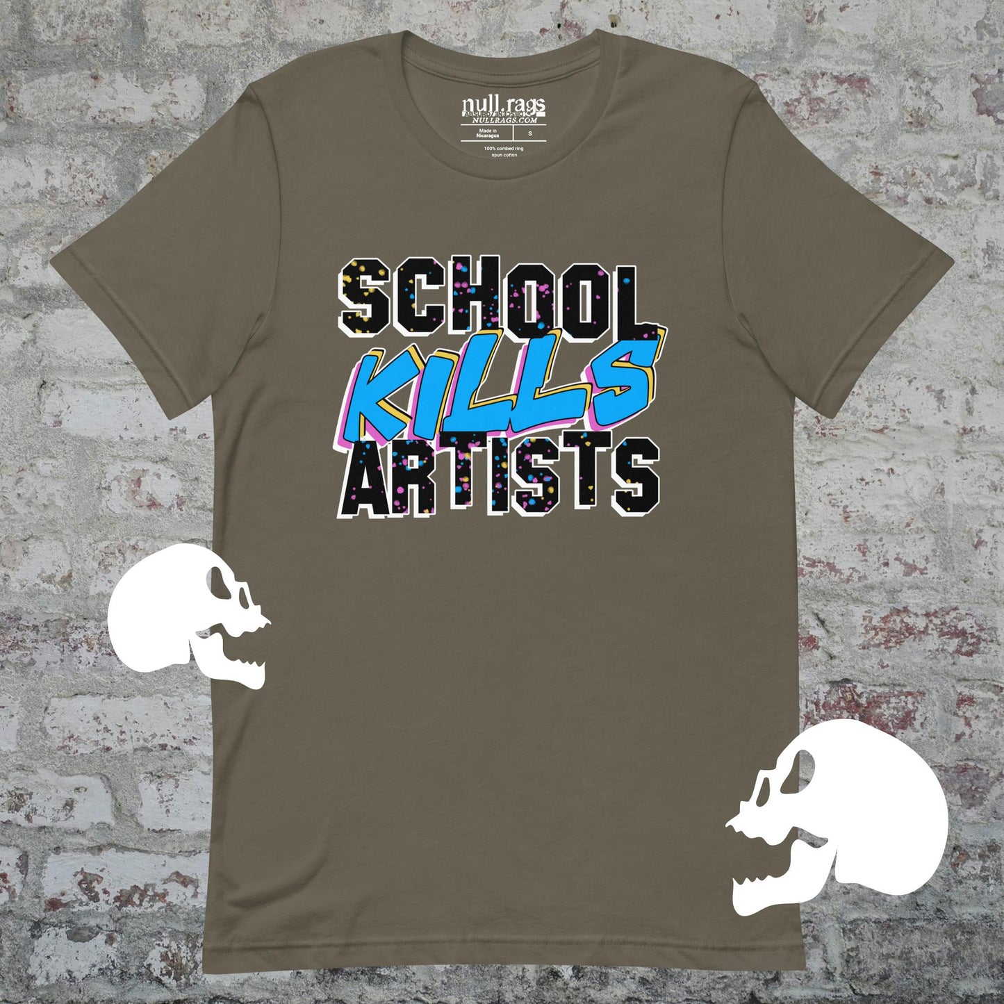 "School Kills Artists" Unisex T-Shirt – Queer-Owned, Punk Design, Sizes XS-5XL