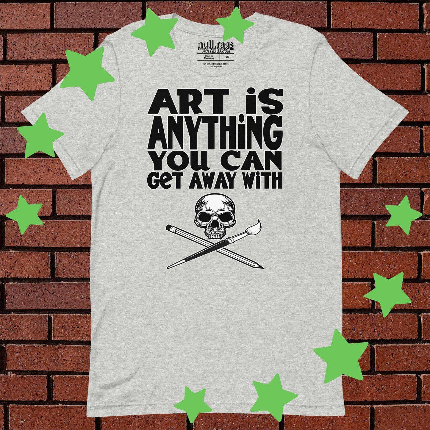 Skull & Crossed Paint Brushes Unisex T-shirt: Artistic Rebellion