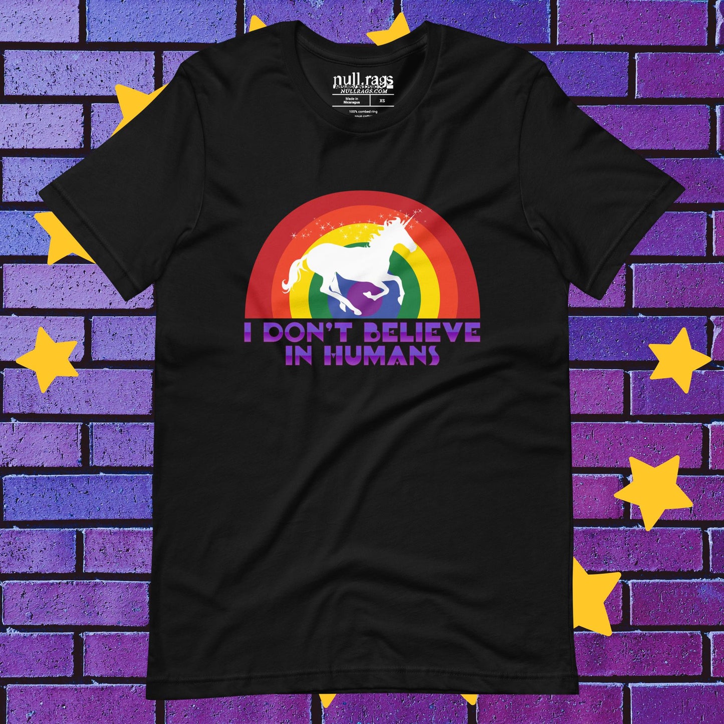 Unicorn Utopia: 'I Don't Believe in Humans' Rainbow Unisex Tee