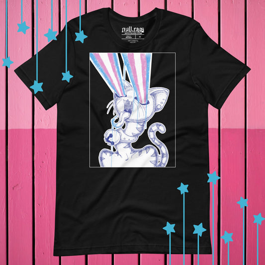 Cat with Transgender Laser Eyes Unisex T-shirt - Proud and Playful