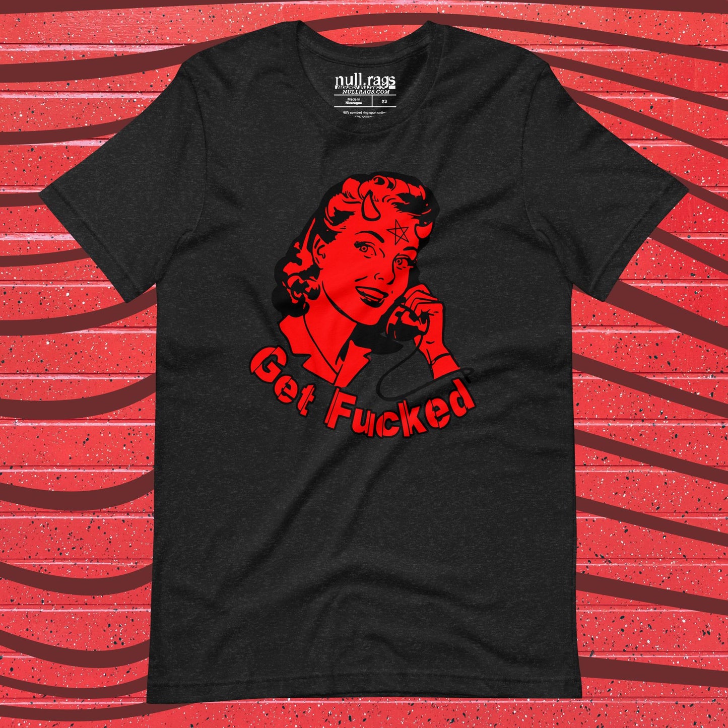 Sassy Retro Vibes: 'Get F*cked' Vintage Devil Girl Unisex Tee