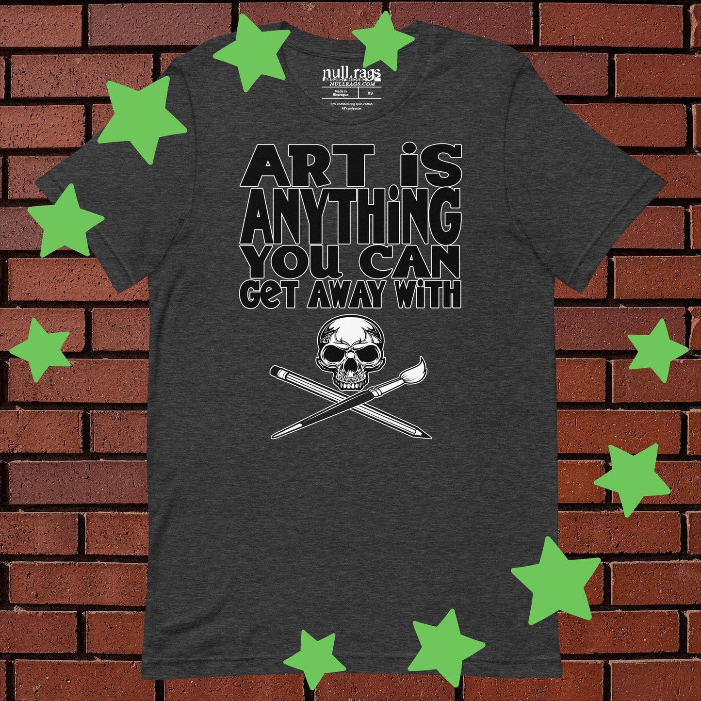 Skull & Crossed Paint Brushes Unisex T-shirt: Artistic Rebellion