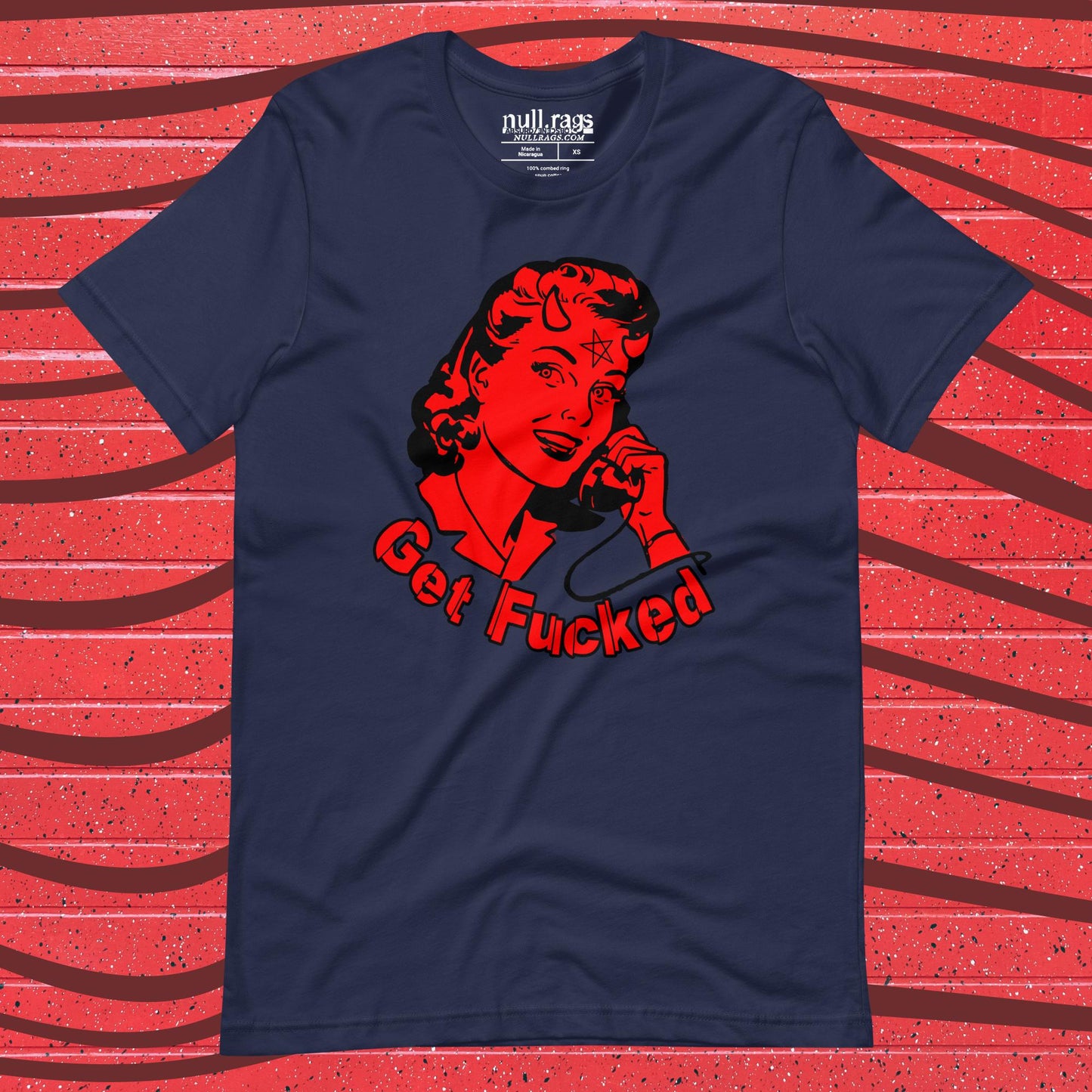 Sassy Retro Vibes: 'Get F*cked' Vintage Devil Girl Unisex Tee