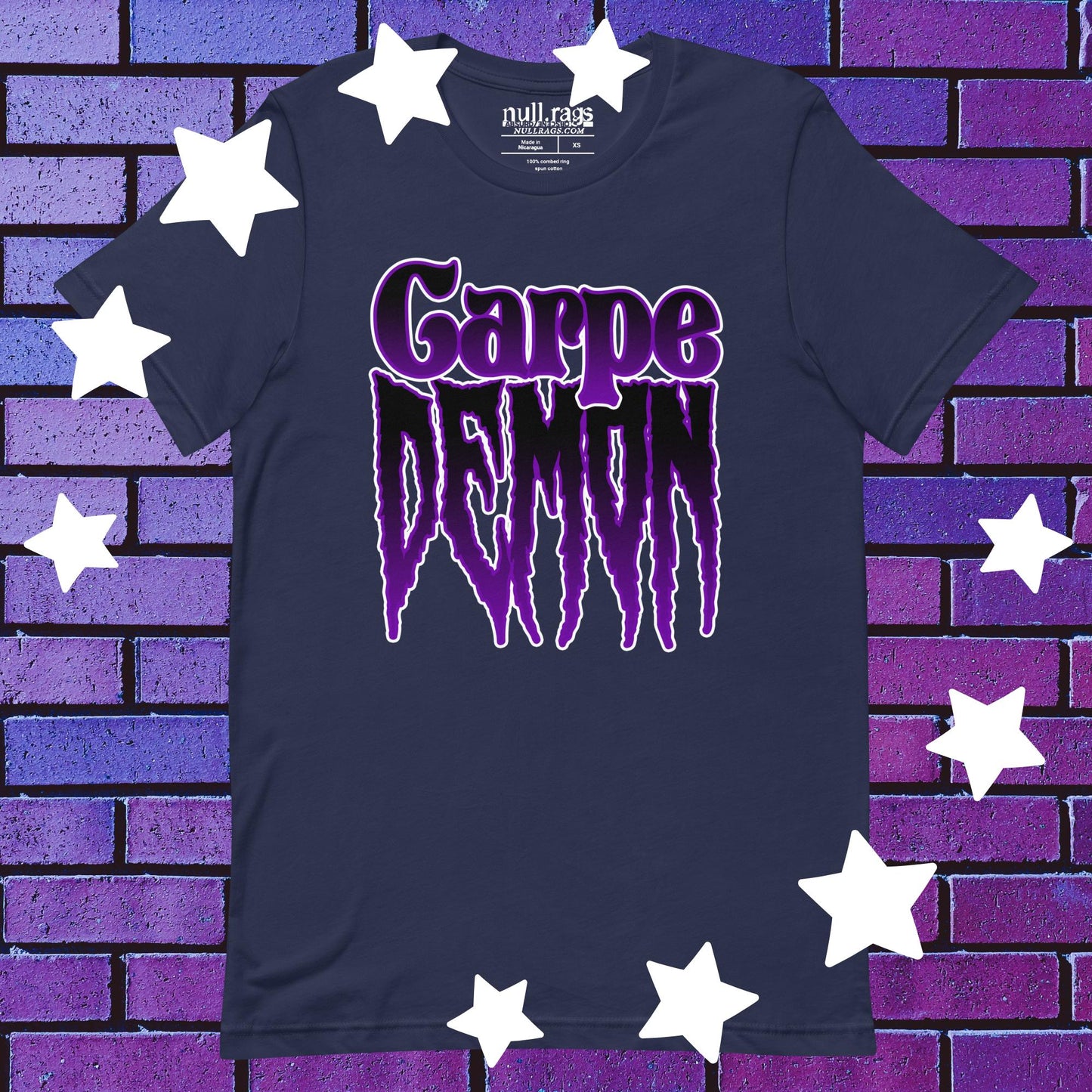 Seize the Sinister: 'Carpe Demon' Purple and Black Unisex Tee