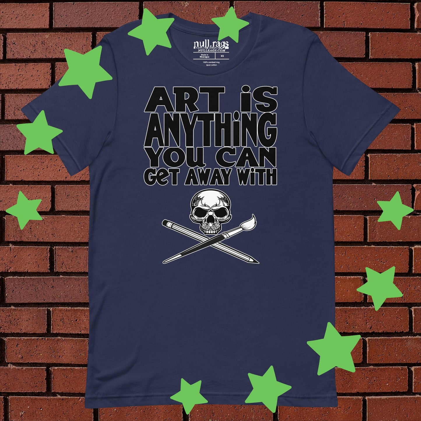 Skull & Crossed Paint Brushes Unisex T-shirt: Artistic Rebellion