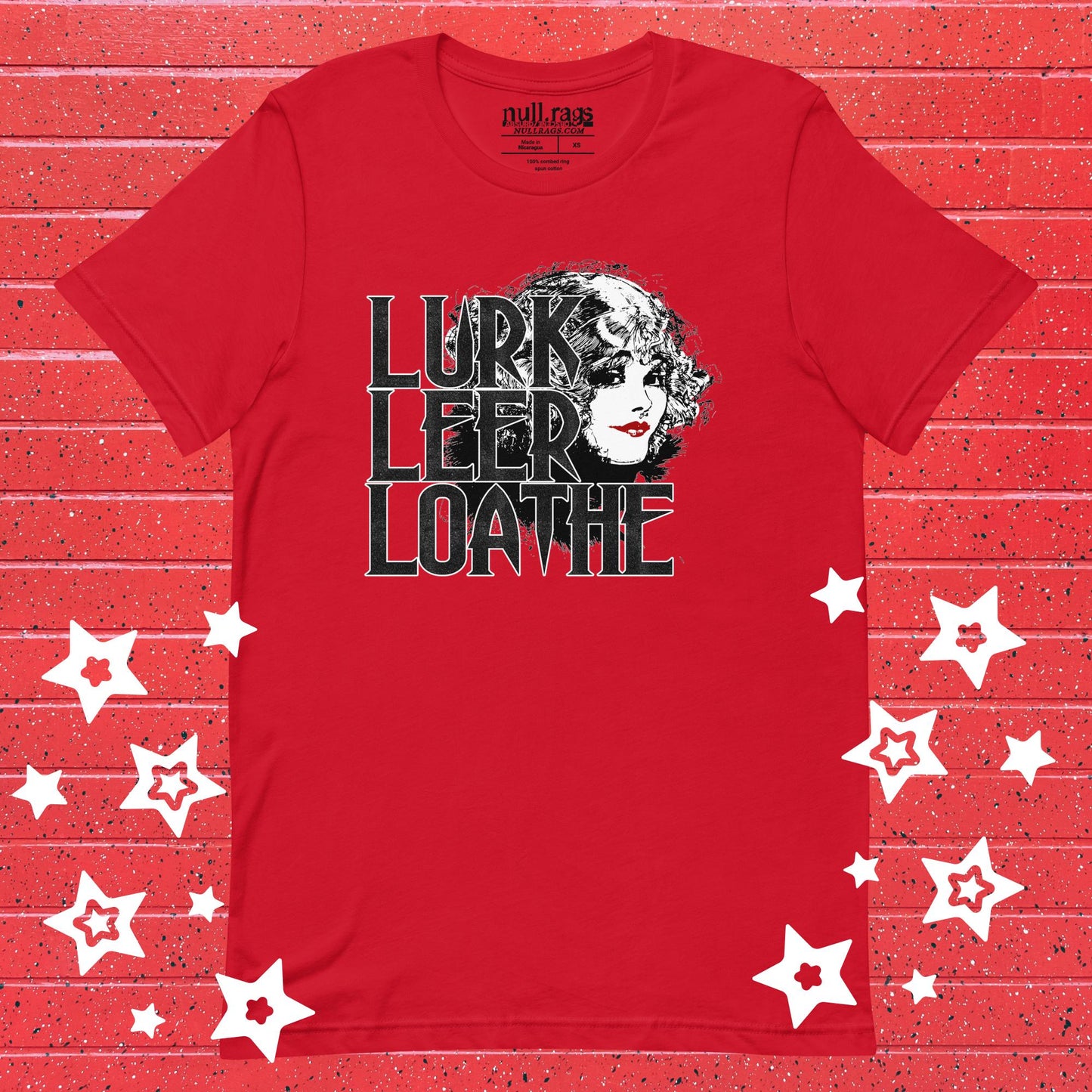 Vintage Vixen: 'Lurk, Leer, Loathe' Tee with Retro Woman Unisex Tee