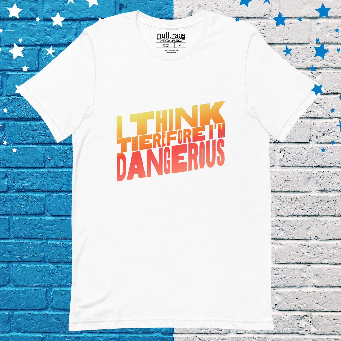 Embrace Your Intellect: 'I Think Therefore I'm Dangerous' Unisex Tee in Bold Orange