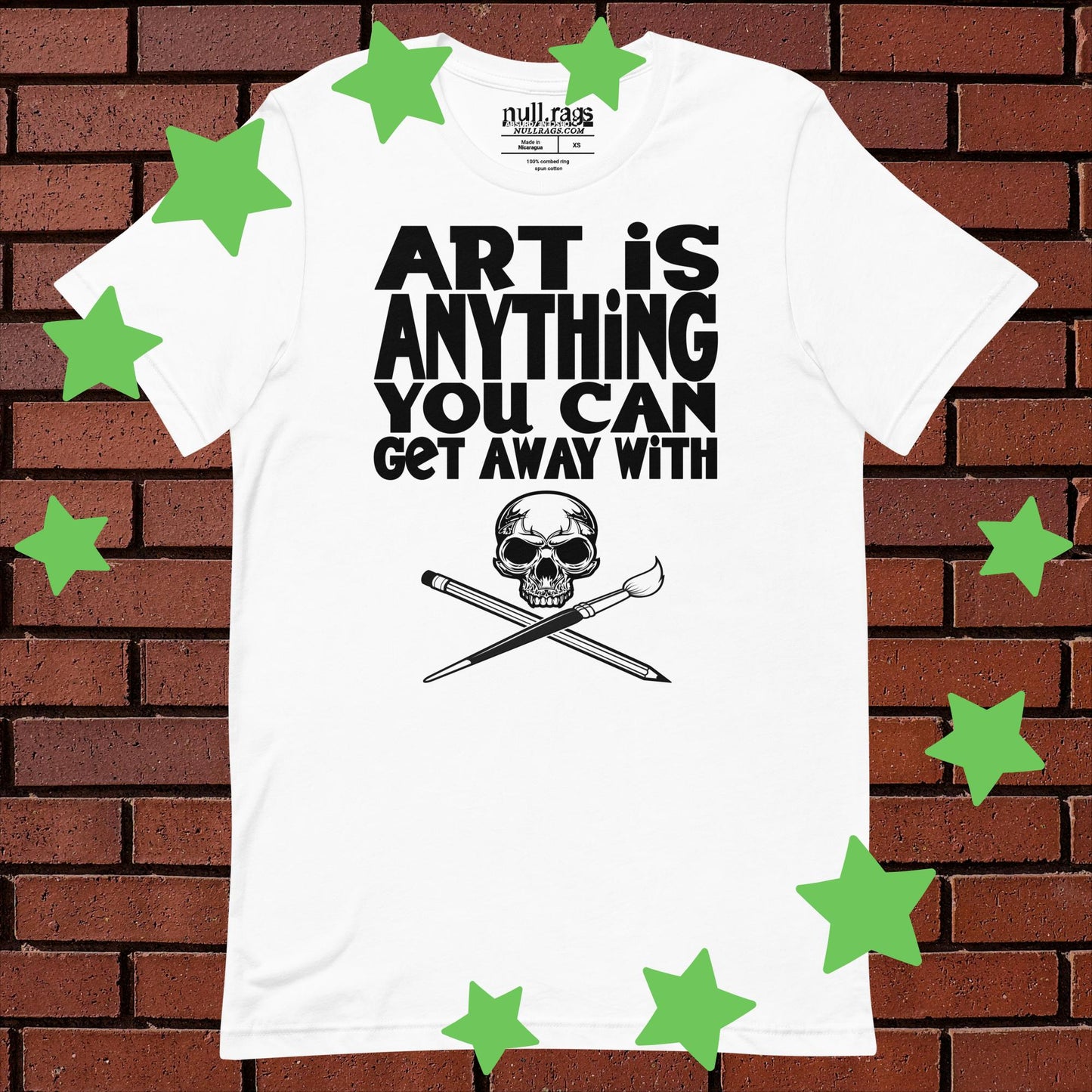 Skull & Crossed Paint Brushes Unisex T-shirt: Artistic Rebellion