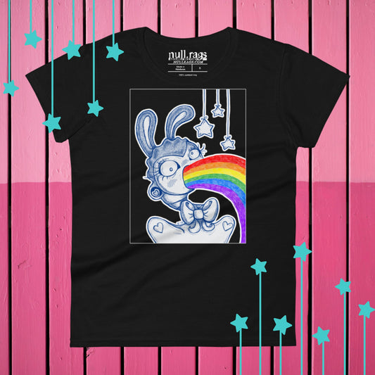 Rainbow Vomit Rabbit T-shirt - A Splash of Colorful Quirkiness!