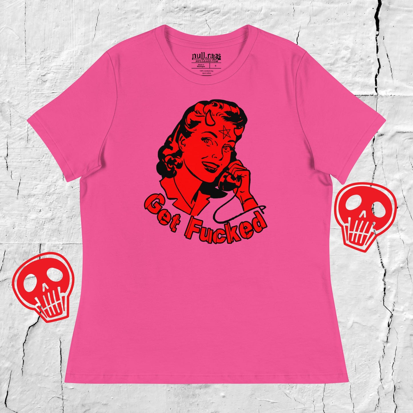 Vintage Rebellion: 'Get F*cked' Devil Horns Femme Fit Tee