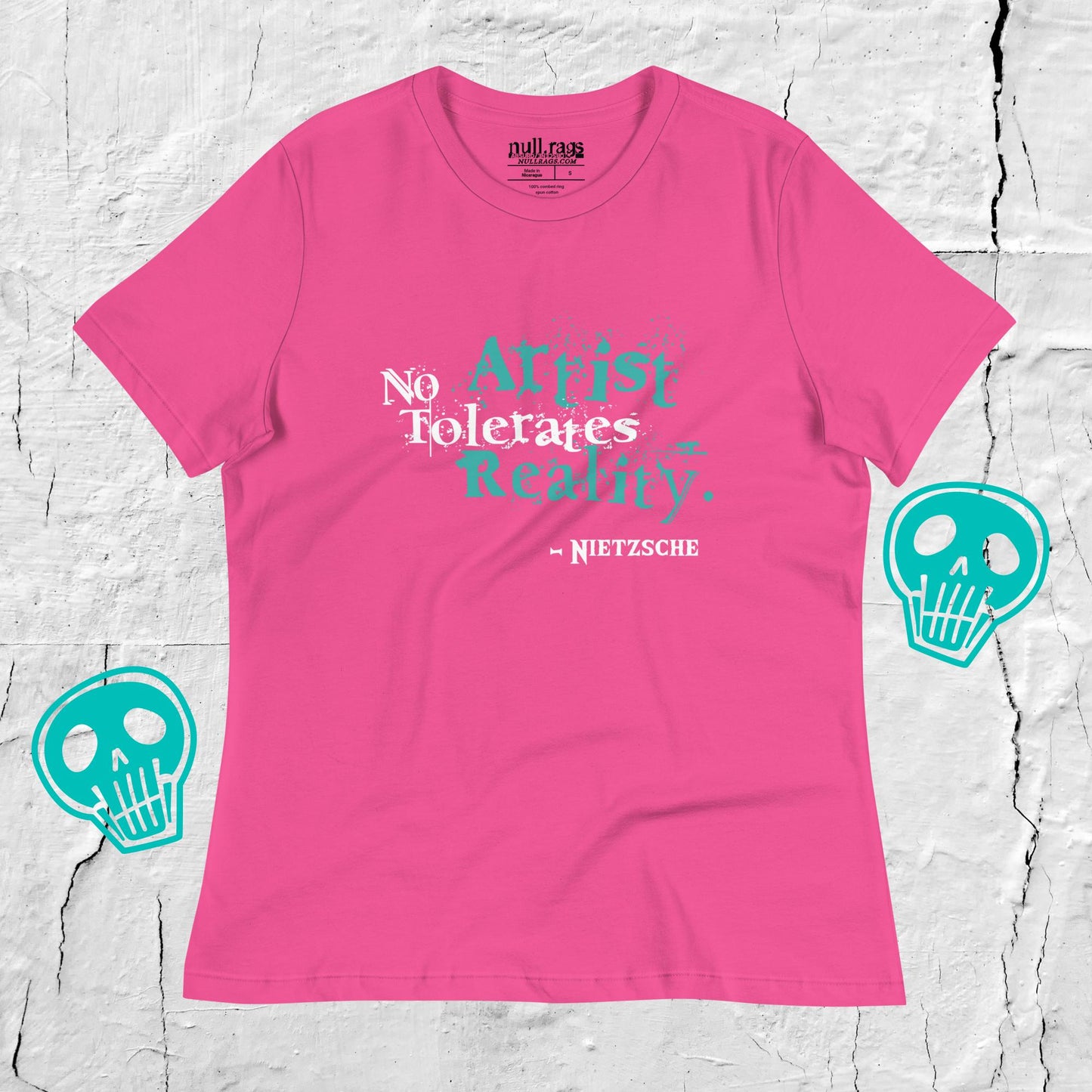 Artistic Rebellion: 'No Artist Tolerates Reality' Nietzsche Quote Femme Fit Tee