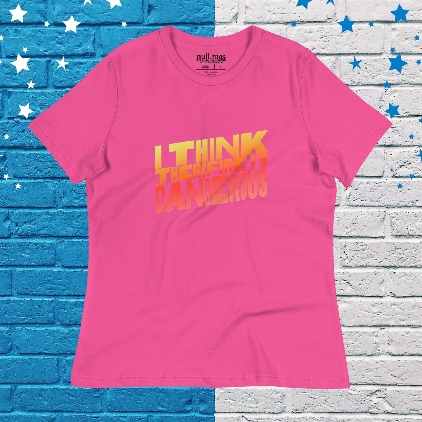 Embrace Your Intellect: 'I Think Therefore I'm Dangerous' Femme Fit Tee in Bold Orange