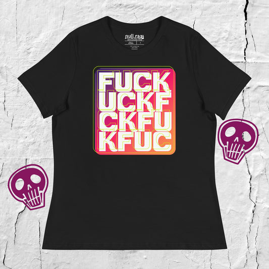 Rainbow Revolt: Bold 'F*ck' Rainbow Femme Fit Tee