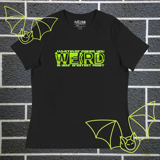 Embrace Your Quirks: 'What Makes You Weird Is Your Greatest Asset' Femme Fit Tee - Stand Out in Neon Green