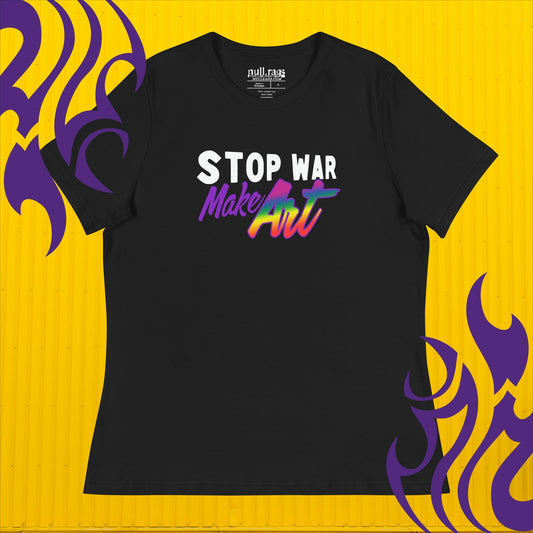 Rainbow Statement Femme Fit Tee: Stop War, Make Art!