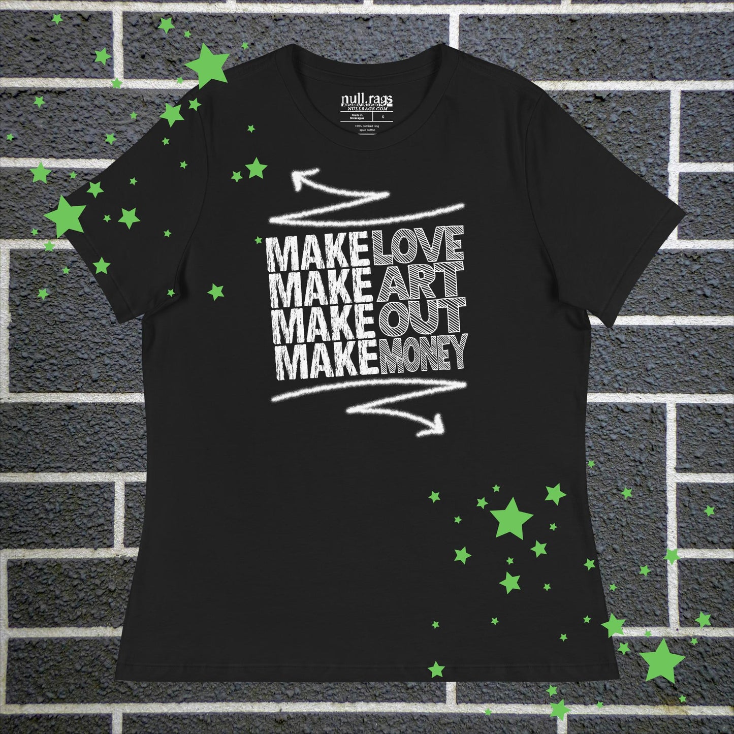 "Make Love, Make Art, Make Out, Make Money" Femme Fit Punk T-Shirt | Sizes up to 3XL