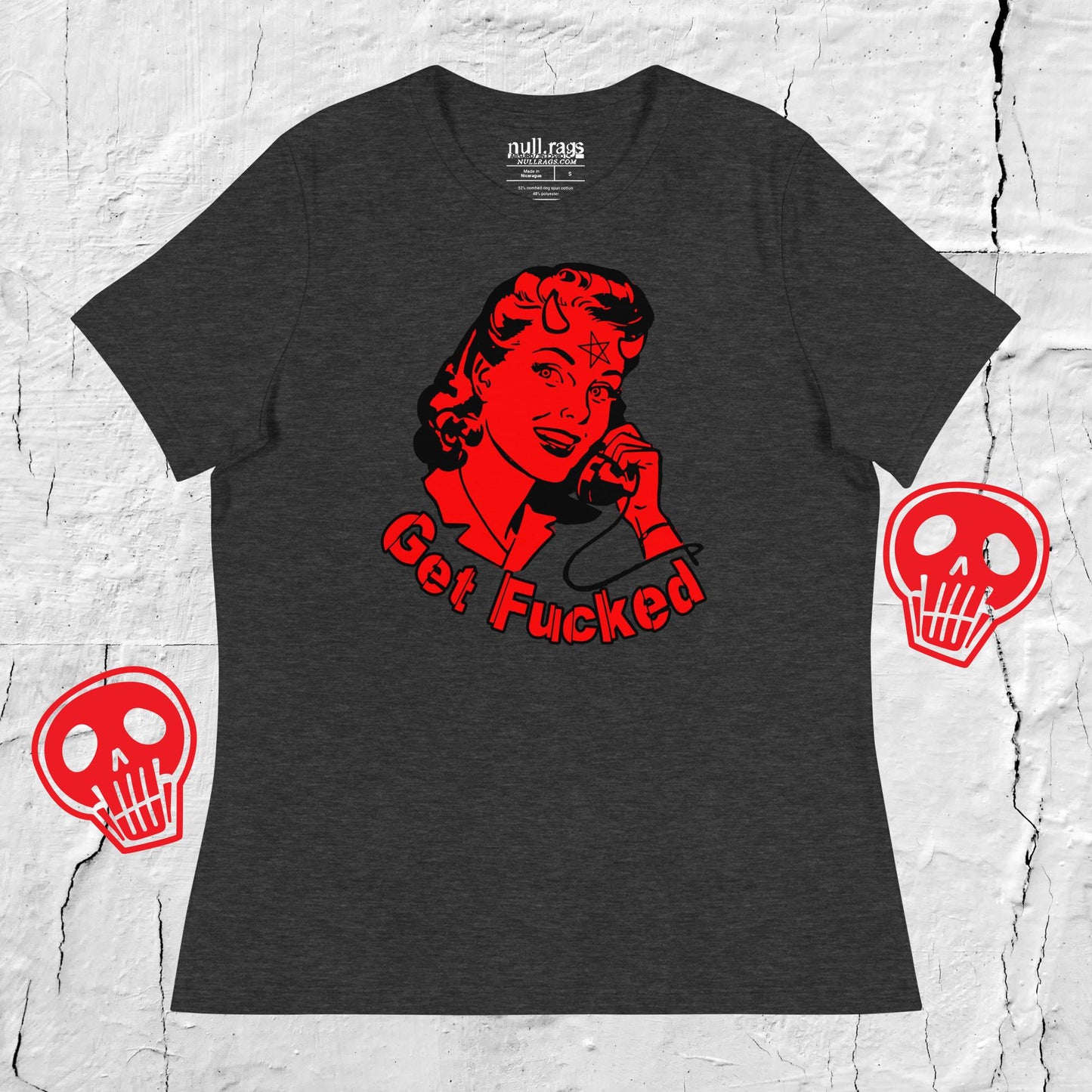 Vintage Rebellion: 'Get F*cked' Devil Horns Femme Fit Tee