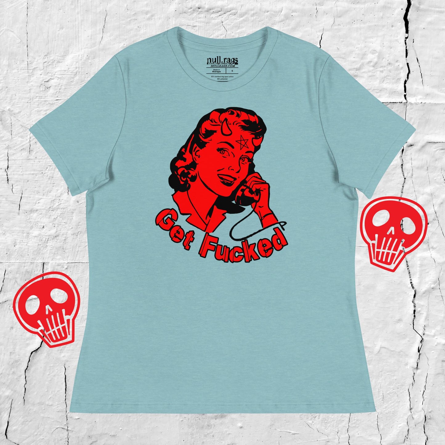 Vintage Rebellion: 'Get F*cked' Devil Horns Femme Fit Tee