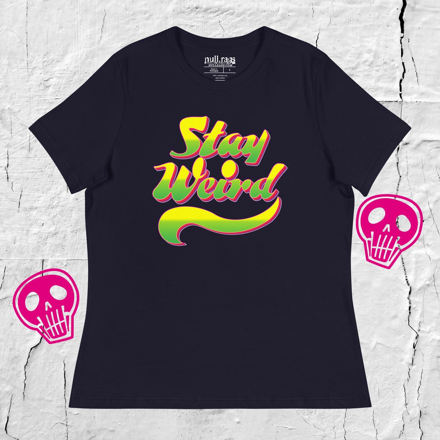 Whimsical Whimsy: 'Stay Weird' Yellow and Green Tee for Quirky Souls