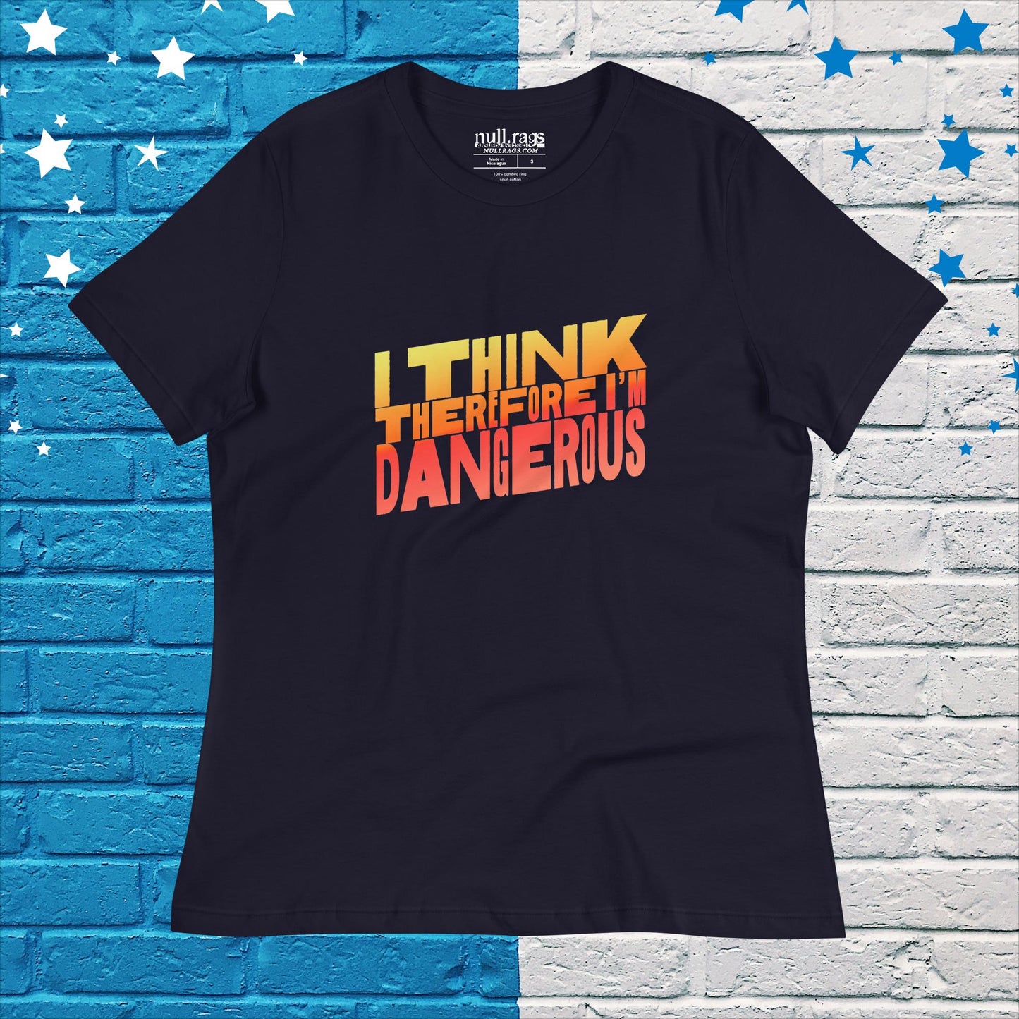 Embrace Your Intellect: 'I Think Therefore I'm Dangerous' Femme Fit Tee in Bold Orange